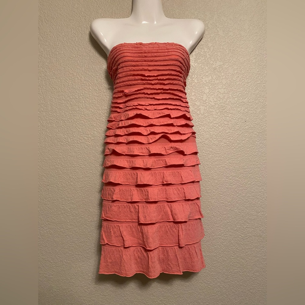 EXPRESS Ruffle Strapless Mini Dress